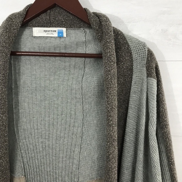 Sparrow Ribbed Patchwork Open Front Drape Cardigan - Picture 2 of 8